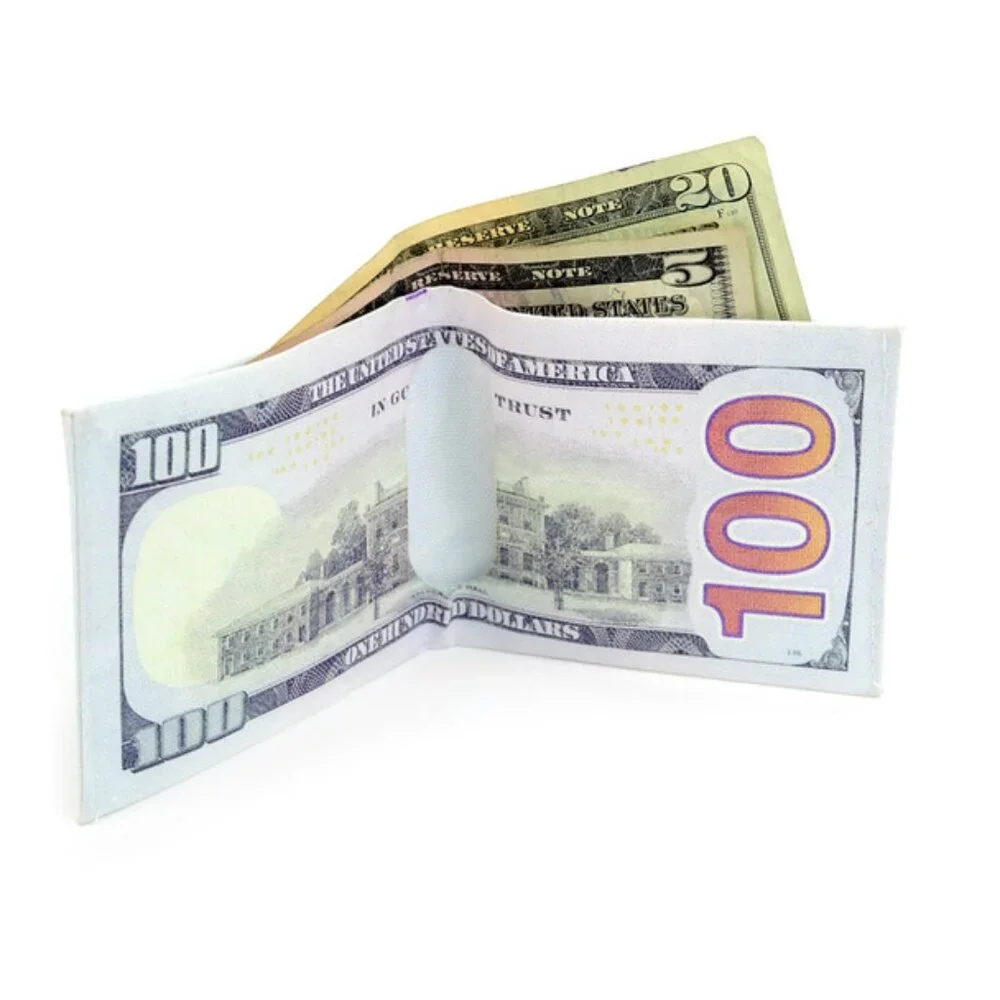 One Hundred Dollar Wallet/ $100 Bill Print/ Money Theme - Bi-Fold Style- NWT